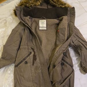 Abercrombie & Fitch Brown Utility Jacket with Fur Hood Used In Excellent Cond